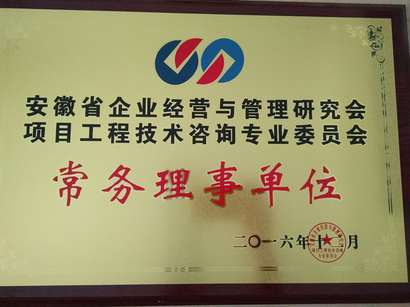 安徽省企业经营与管理研究会项目工程技术咨询专业委员会常务理事单位